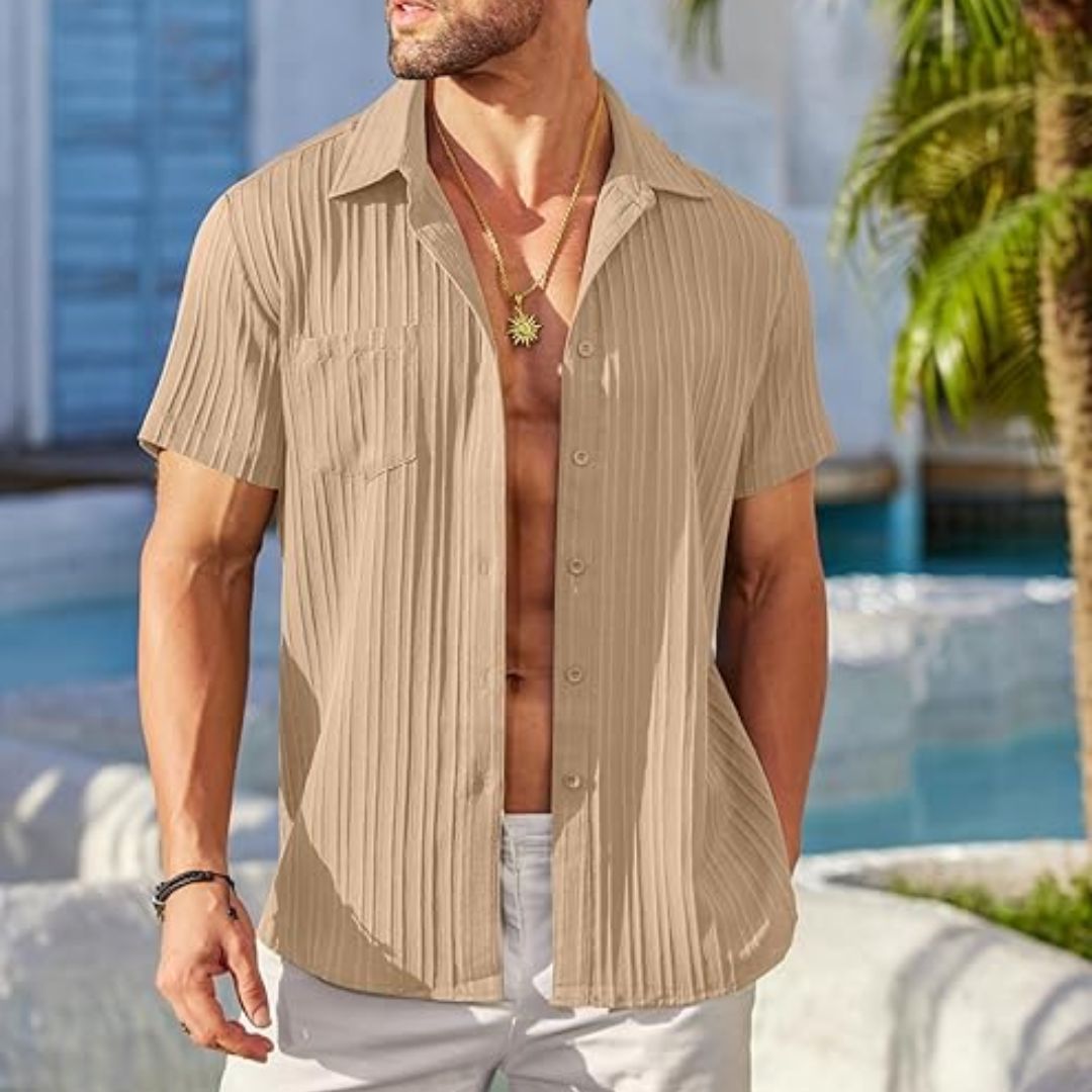 Finn – Lässiges Sommerhemd mit Textur in Beige