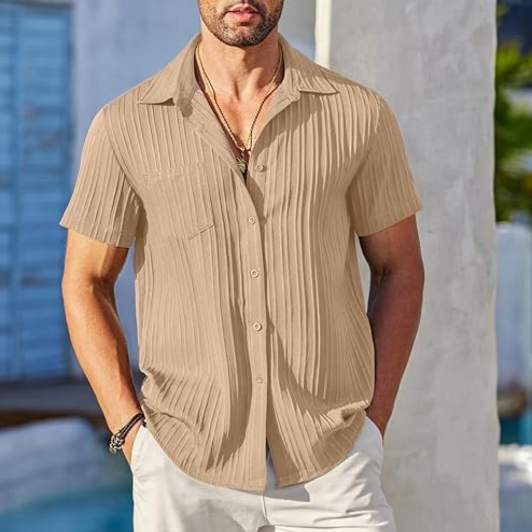 Finn – Lässiges Sommerhemd mit Textur in Beige