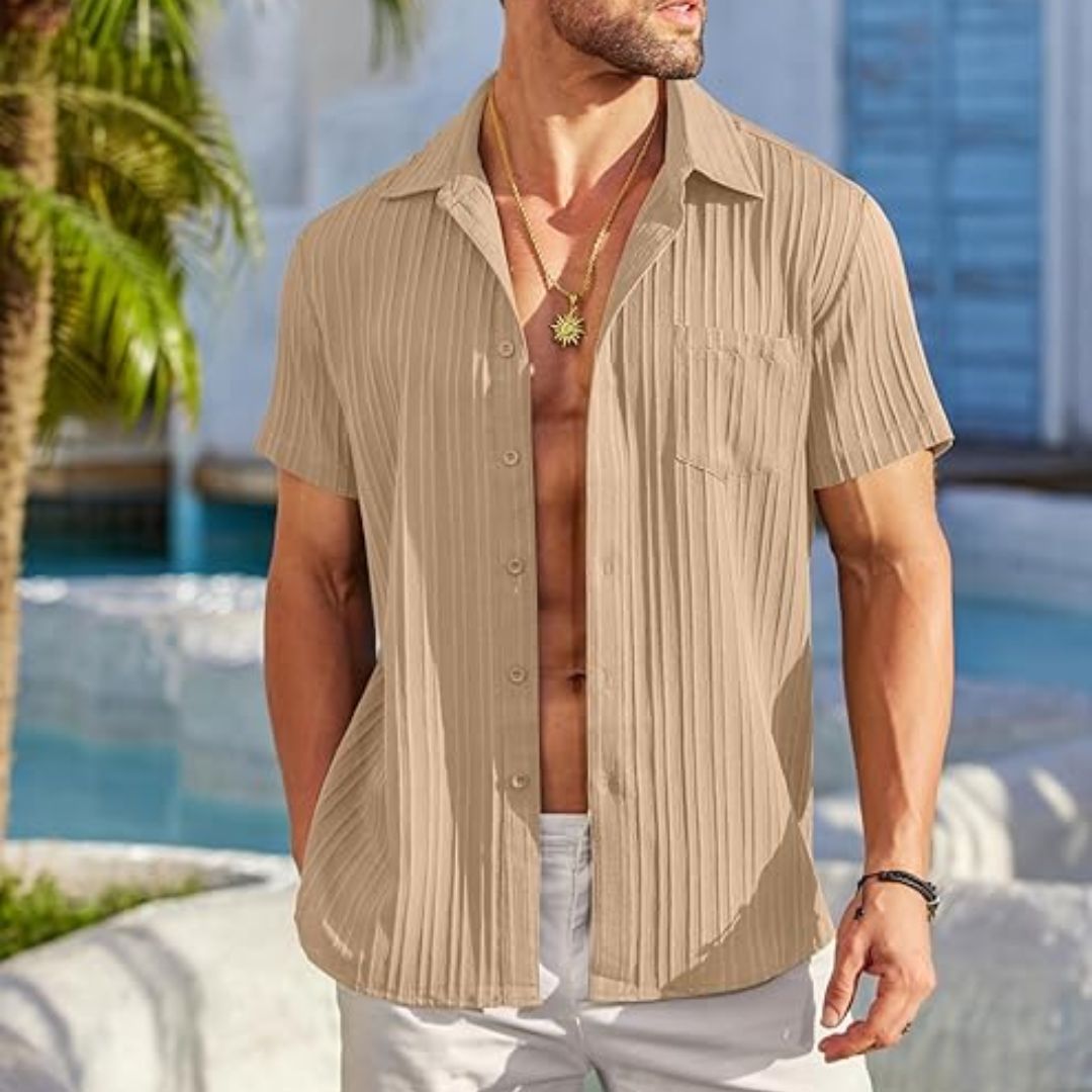 Finn – Lässiges Sommerhemd mit Textur in Beige