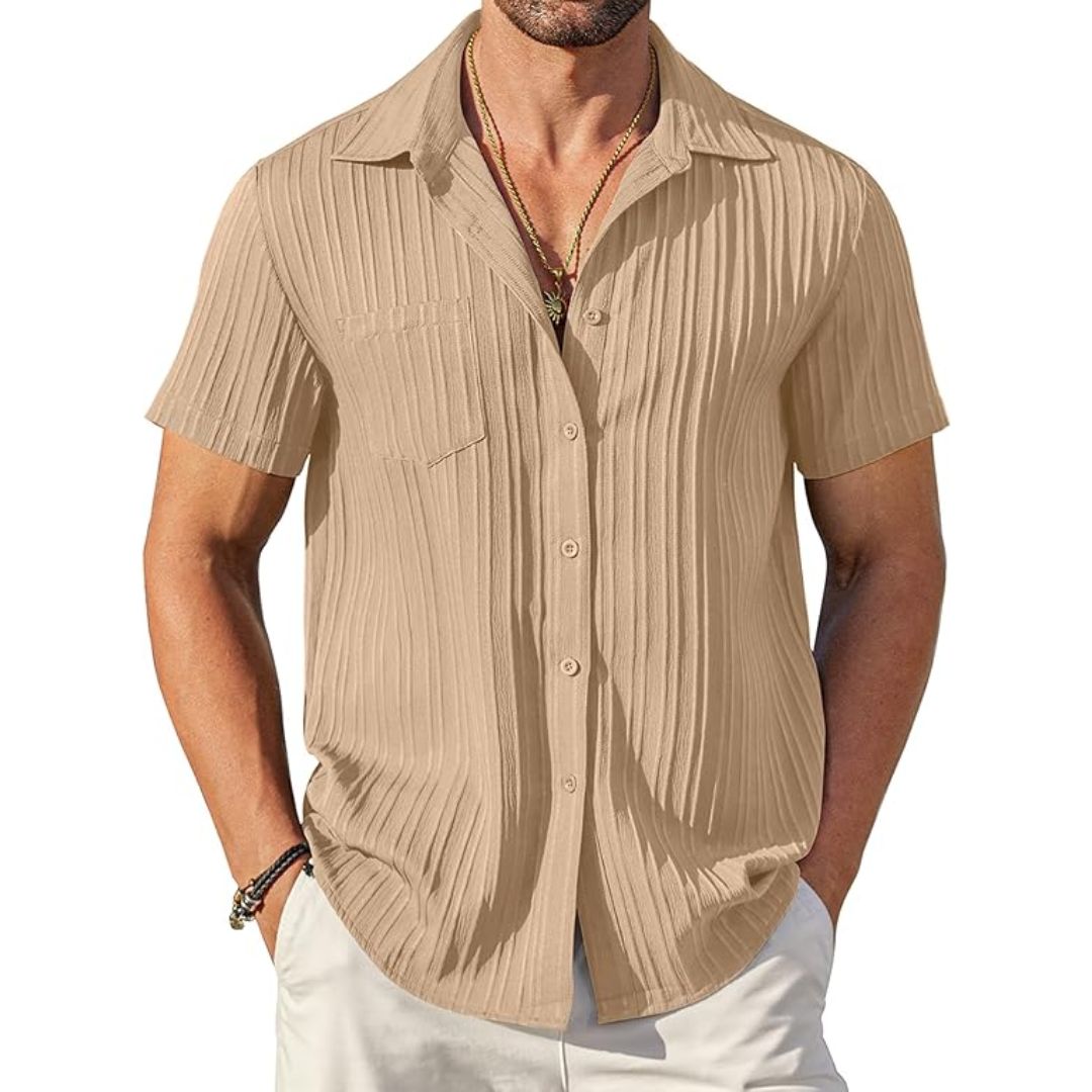 Finn – Lässiges Sommerhemd mit Textur in Beige
